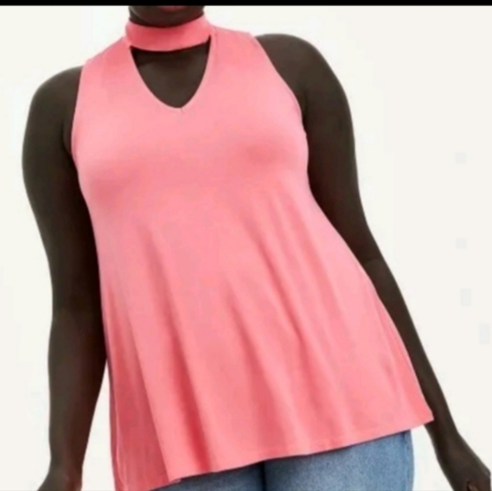 Torrid Super Soft Coral Pink Choker Swing Tank Top Plus Size 2X NWT